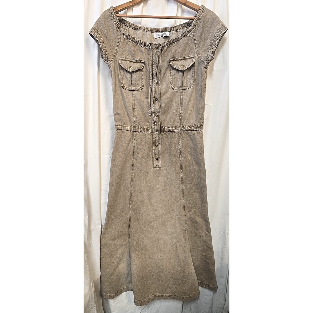 Newport News Jeanology Denim Women's Dress 8 Midi Cottagecore Quiet Luxury - Picture 4 of 14
